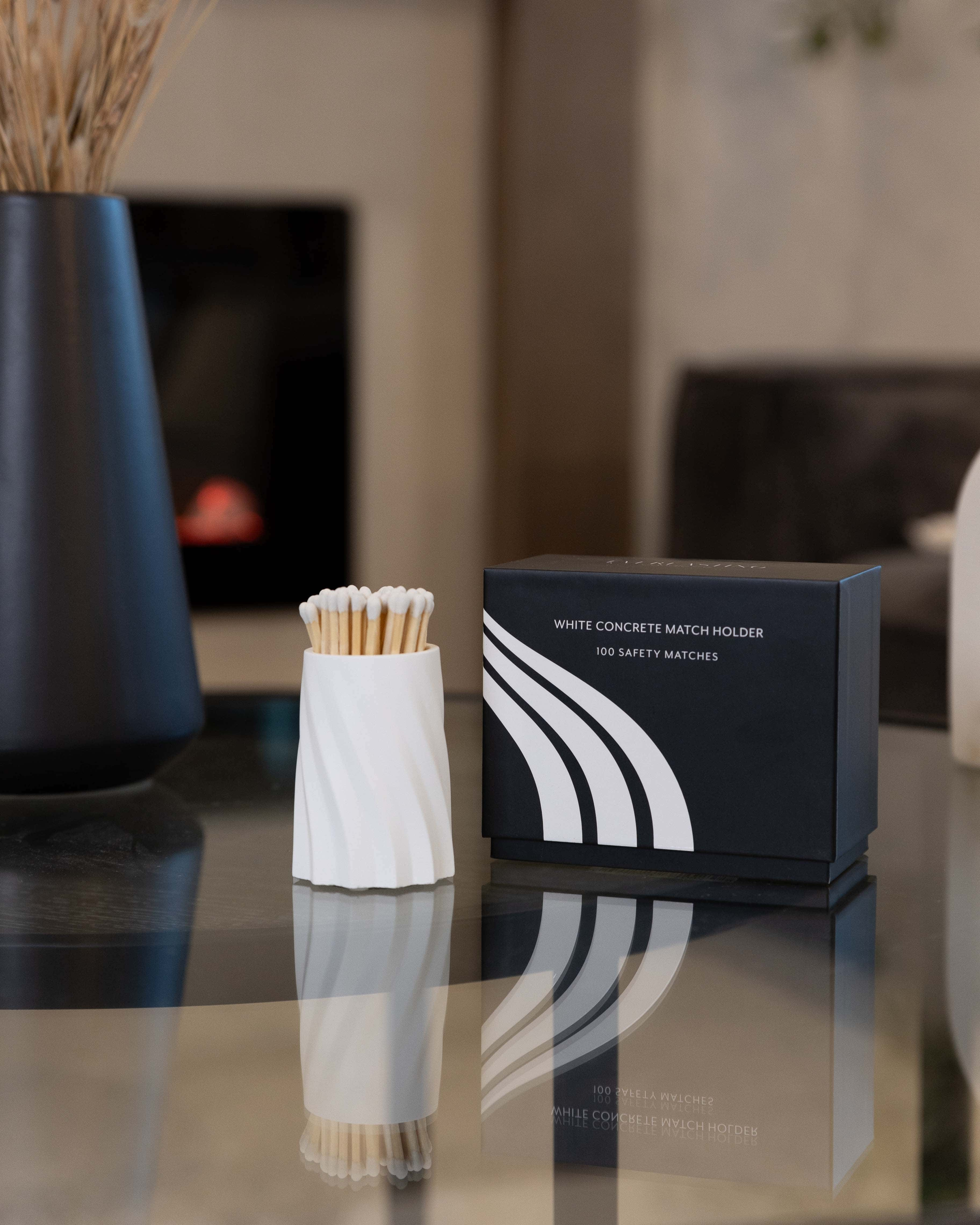 White Concrete Safety Match Set